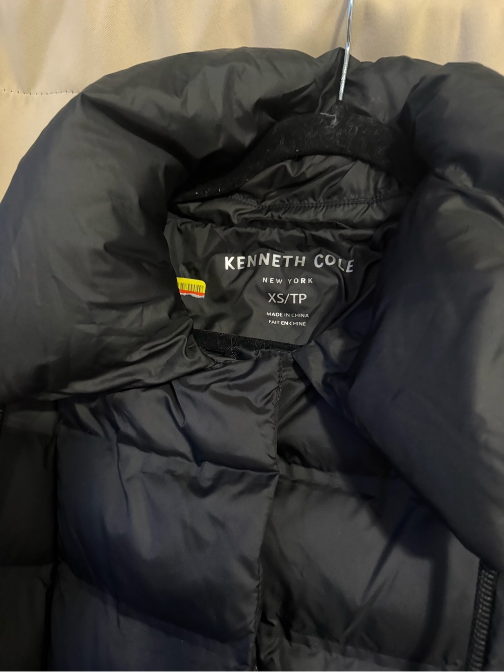 Kenneth Cole Black Long Quilted Puffer Coat with Hood - Picture 4 of 7